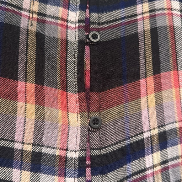 Cloth & Stone for Anthropologie Mallory Plaid Short Sleeve Back Button Blouse-Sm - Picture 7 of 13